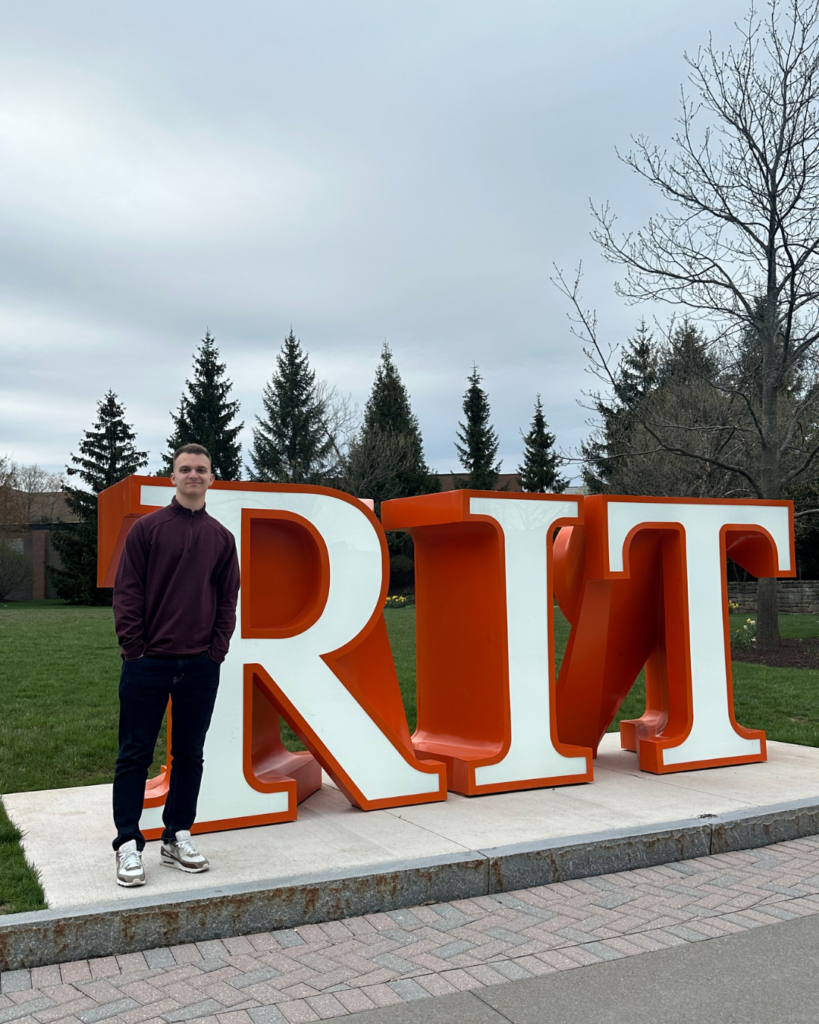 American Academy of Technology university student Klajdi Spahiu in the RIT NY campus.