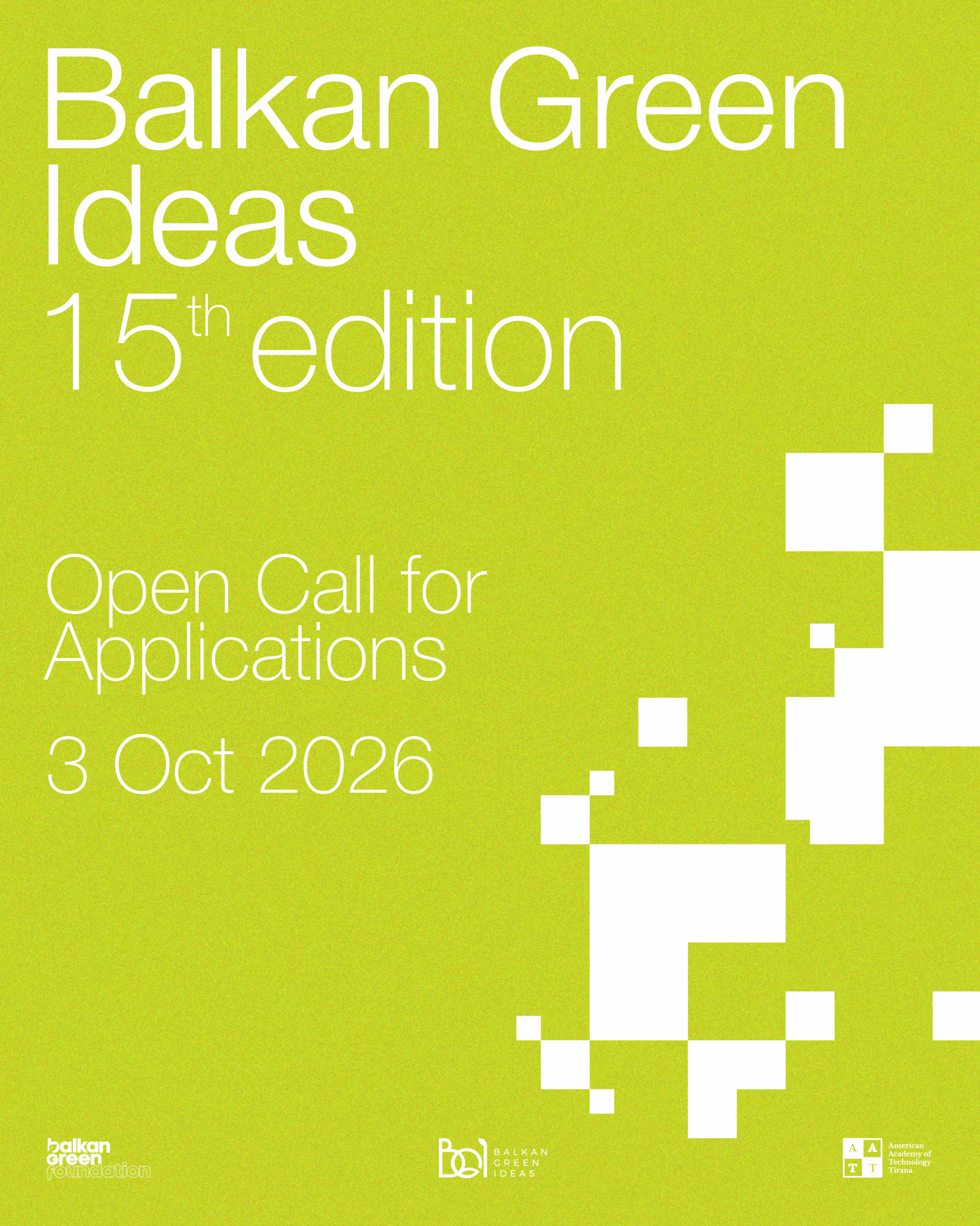 Balkan Green Ideas 15th edition Open Call for Applications October 3rd 2026 poster